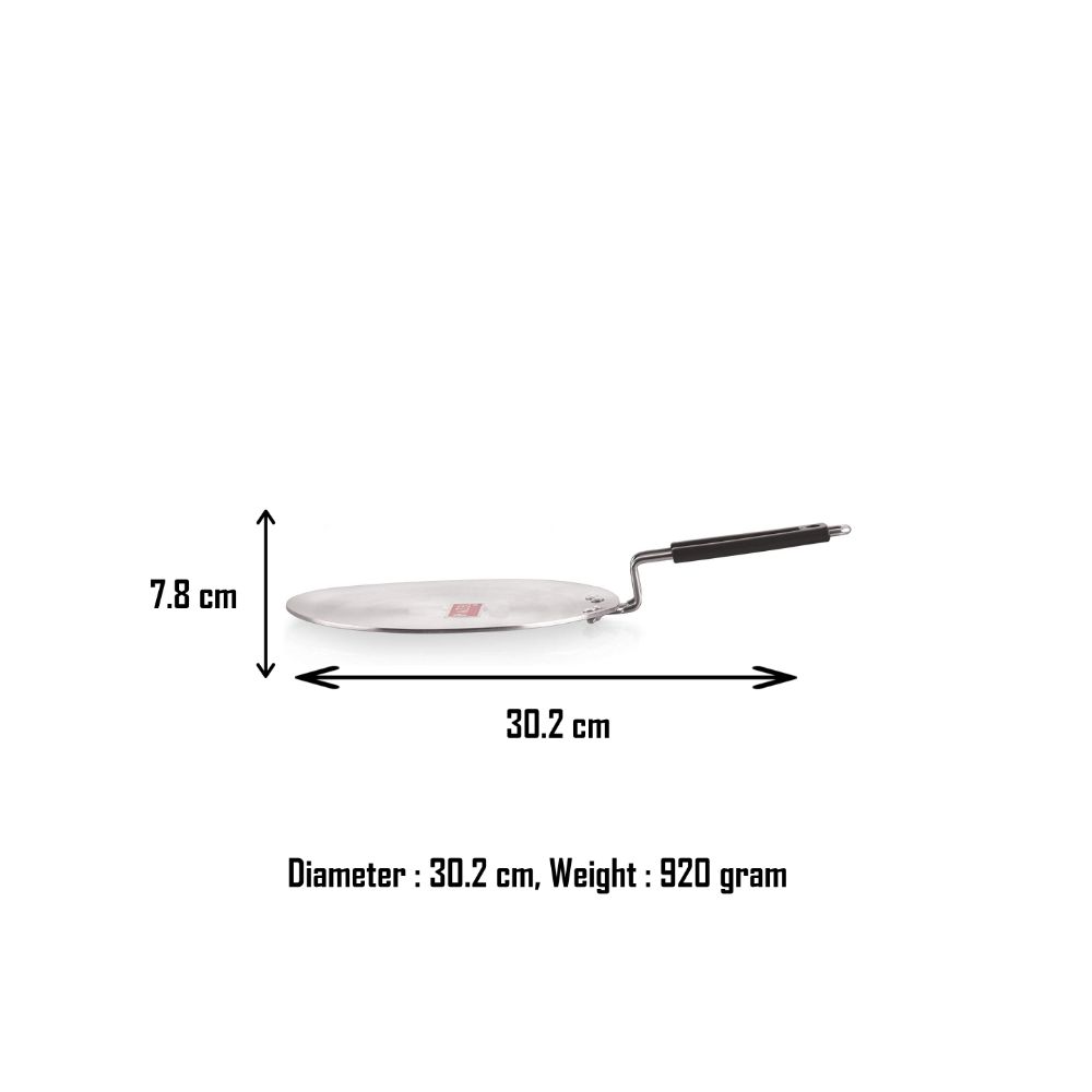 HAZEL Aluminium Chapati Roti Tawa 4 mm Heavy Gauge Concave Tawa, 30.2 cm