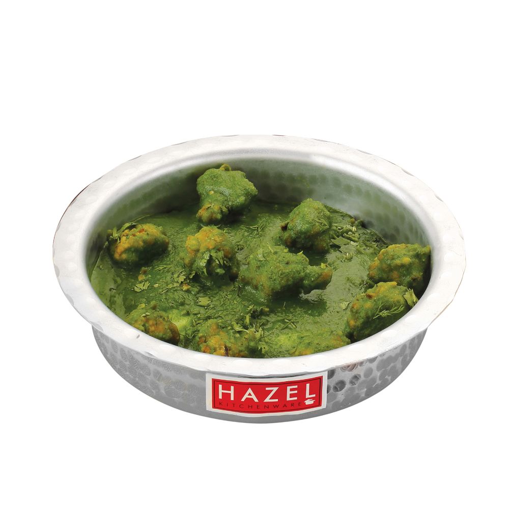 HAZEL Aluminium Langdi Patila Pot with Lid Hammered Finish Round Bottom Boiling Tope Vessels Bhagona Dekchi, 23 cm, 1700 ML