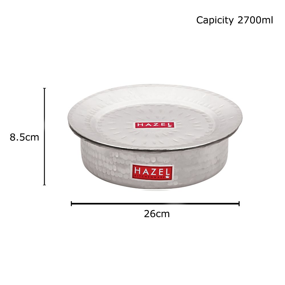 HAZEL Aluminium Bhagona with Lid | Boiling Tope with Hammered Finish