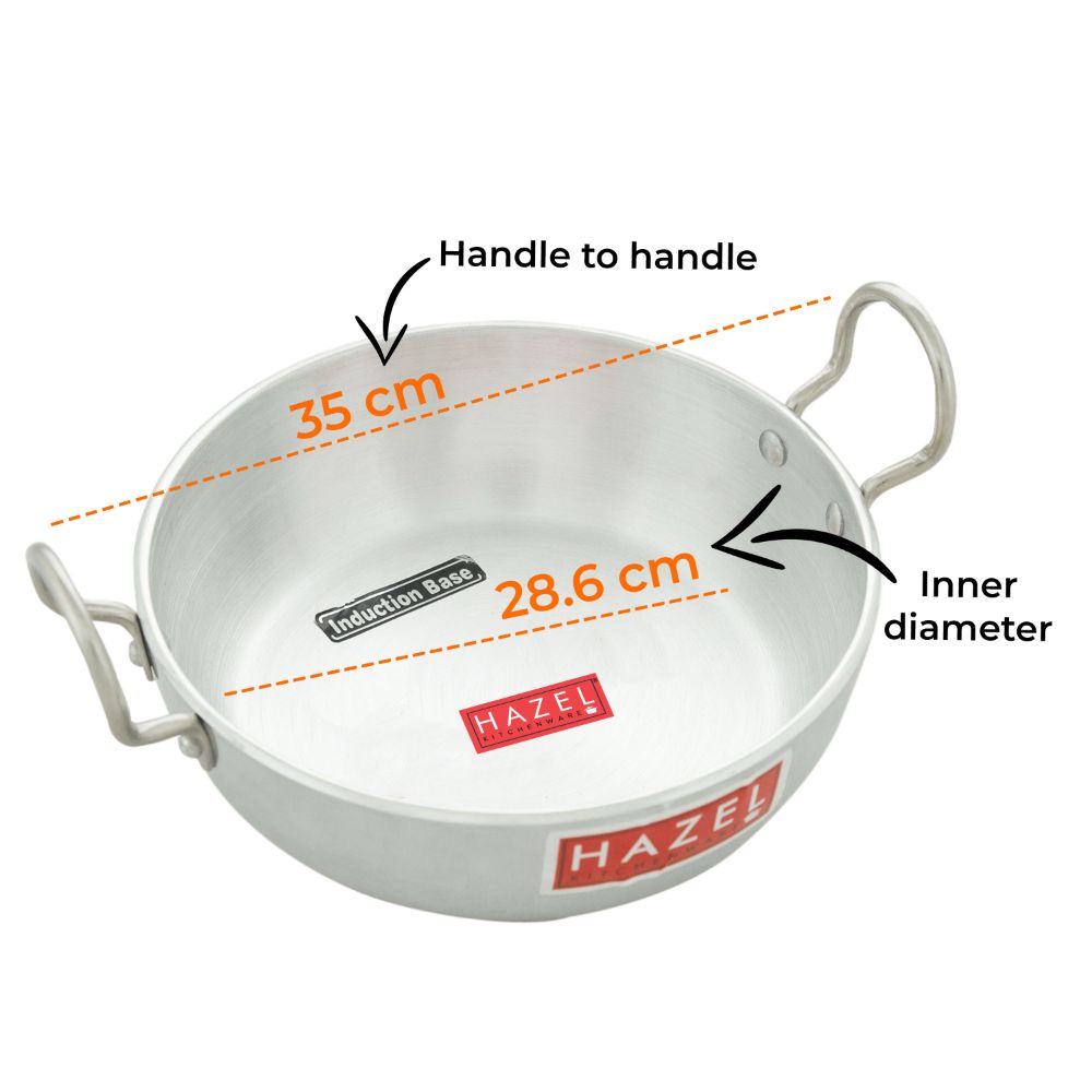 Hazel Induction Kadai for Cooking | 4 mm Aluminium Kadai for Deep Frying |Aluminium Induction Cooktop Utensil,6000 ml, Silver