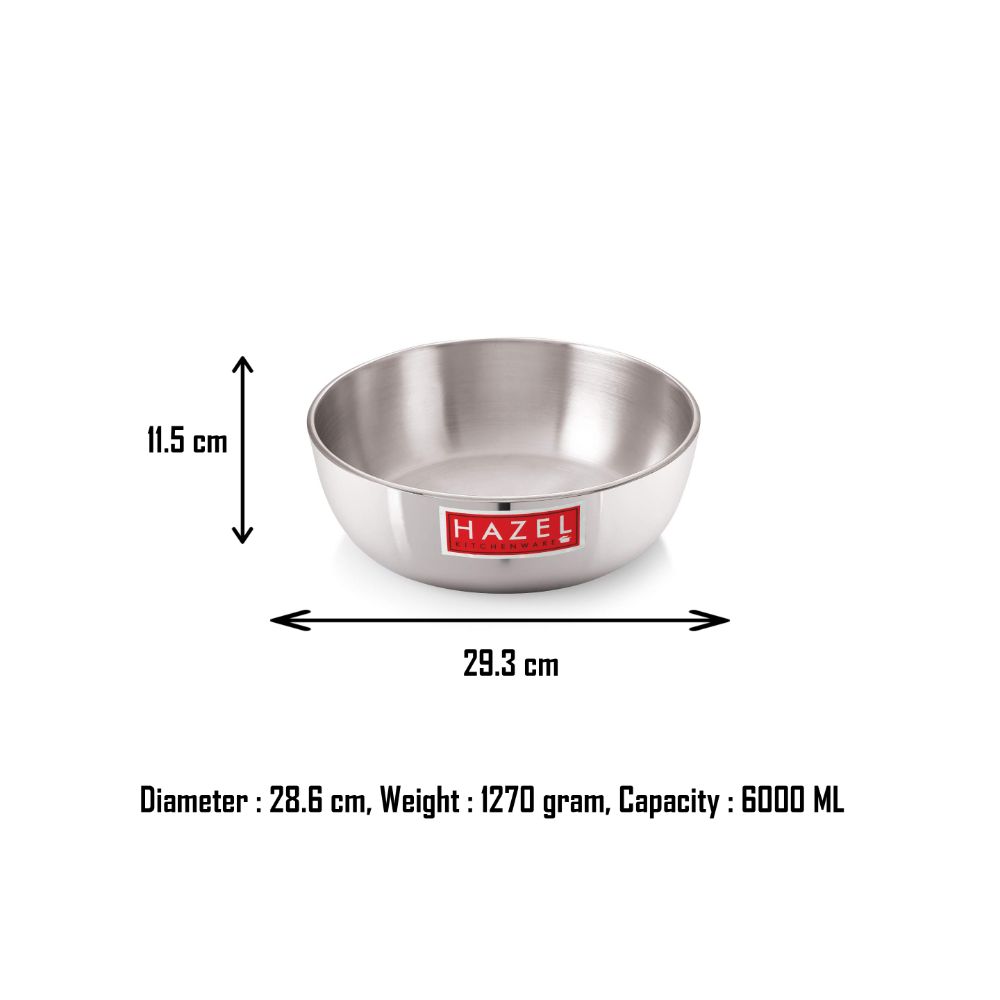 HAZEL Aluminium Induction Bottom 4 mm Frying Tasla, 28.6 cm, 6000 ml, Silver