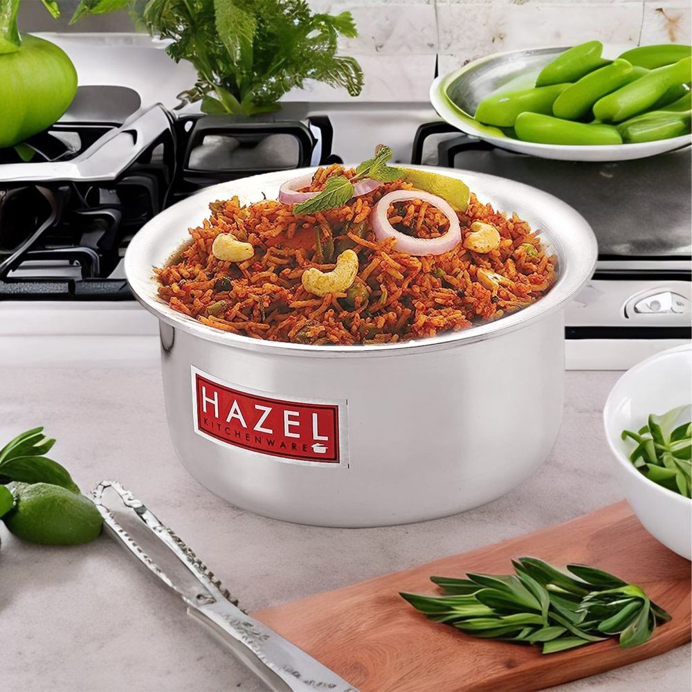 HAZEL Aluminium Tope Patila Flat Bottom Boiling Vessels Bhagona Dekchi, 20.5 cm, 4000 ML, Silver
