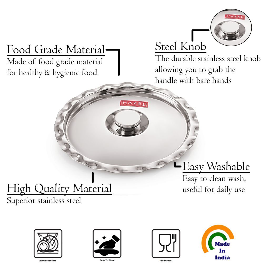HAZEL Stainless Steel Utensil Cover Lid, 21 cm, Silver