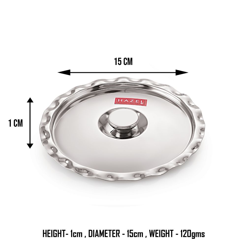 HAZEL Stainless Steel Utensil Cover Lid, 15 cm, Silver