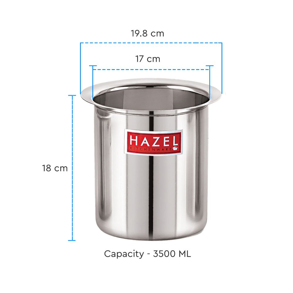 HAZEL Steel Milk Pot | Stainless Steel Milk Boiler Container | Milk Boiling Vessel Gunj for Kitchen, 3500 ML