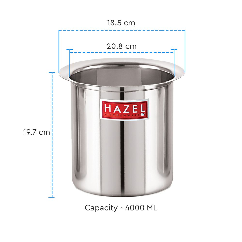HAZEL Steel Milk Pot | Stainless Steel Milk Boiler Container | Milk Boiling Vessel Gunj for Kitchen, 4000 ML