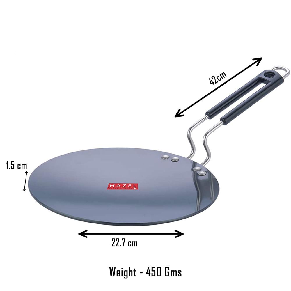 HAZEL 3 mm Hard Anodised Tawa Aluminium Anodized Chapati Roti Tava, 22.7 cm, Black