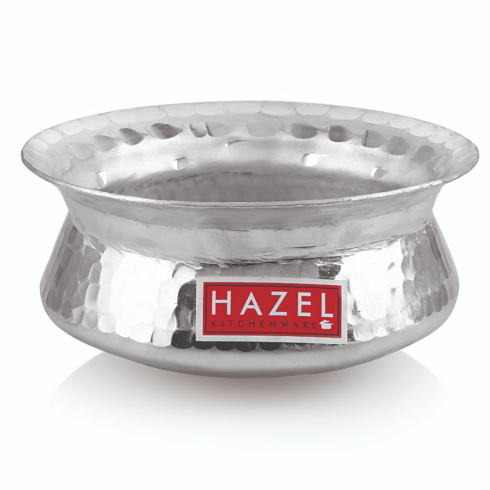 HAZEL Biryani Pot| Aluminium Biryani Handi Set, 1000 ML| Aluminium Hammered Finish Tope, Patila Handi | Multipurpose Aluminium Cooking Utensils for Kitchen Silver