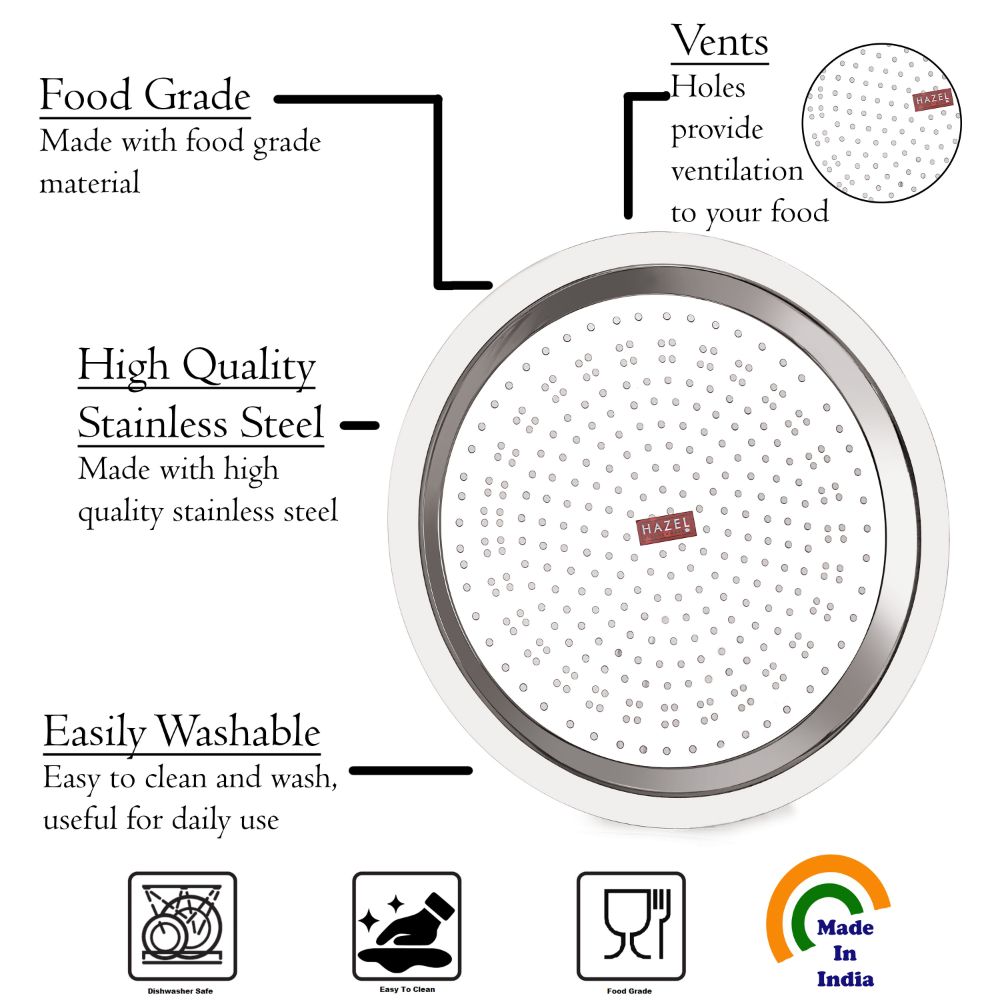 HAZEL Stainless Steel Cover Lid with Hole Chiba Ciba For Topes Pots, 18.5 cm, Silver