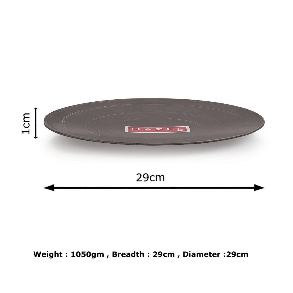 HAZEL Iron Traditional Flat Tawa Without Handle (Black, 29 cm)