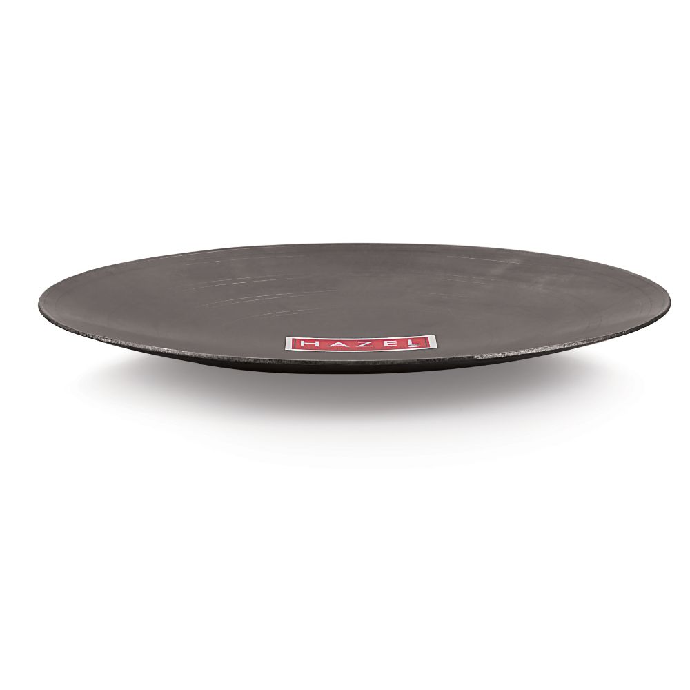 HAZEL Iron Traditional Flat Tawa Without Handle (Black, 29 cm)