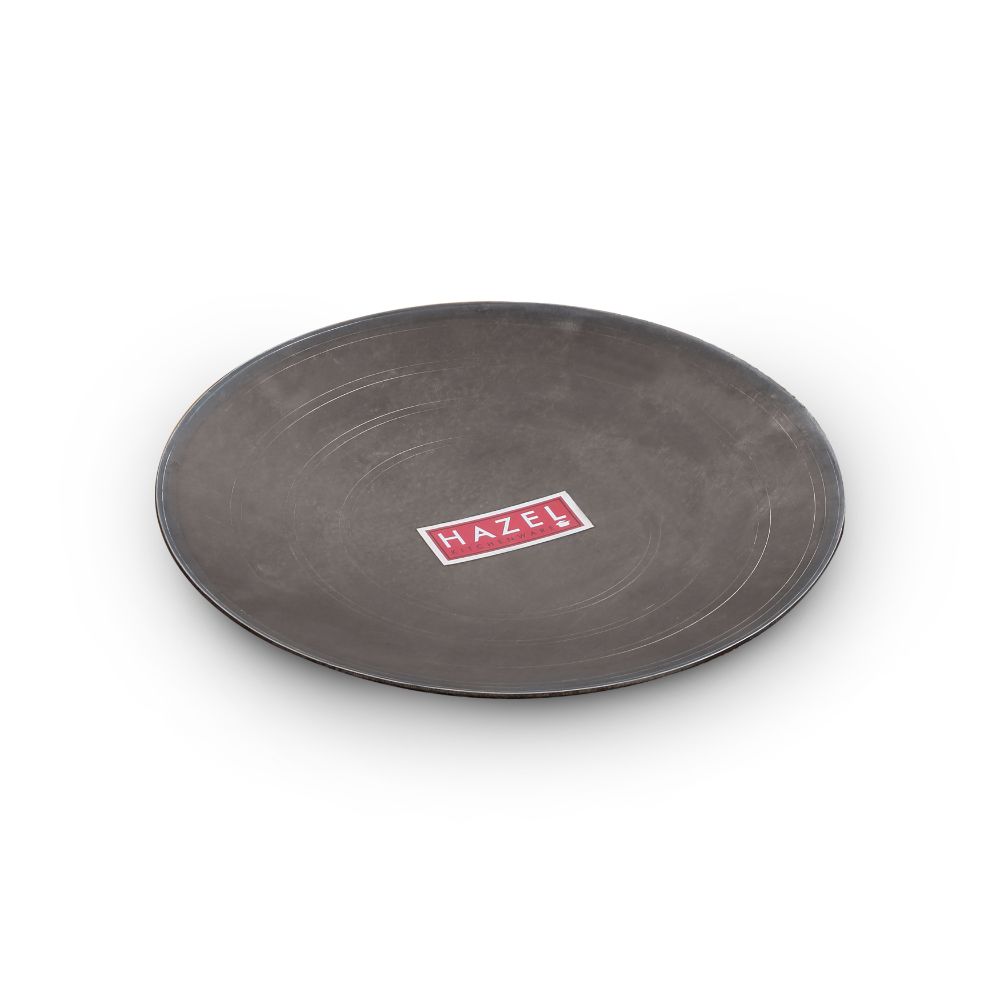 HAZEL Iron Traditional Flat Tawa Without Handle (Black, 29 cm)