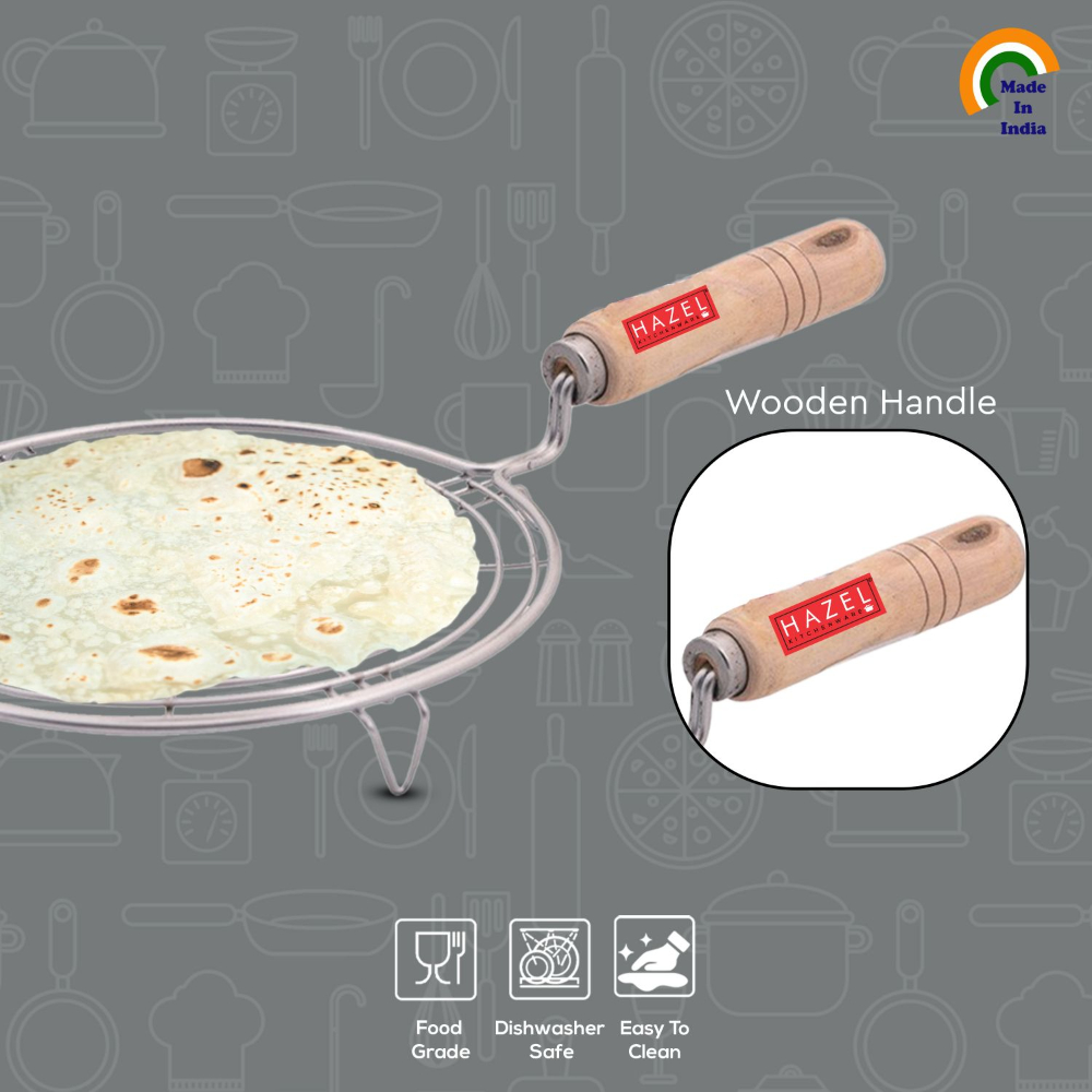 HAZEL Aluminium Round Papad Jali 8\'\' Medium S2, Silver