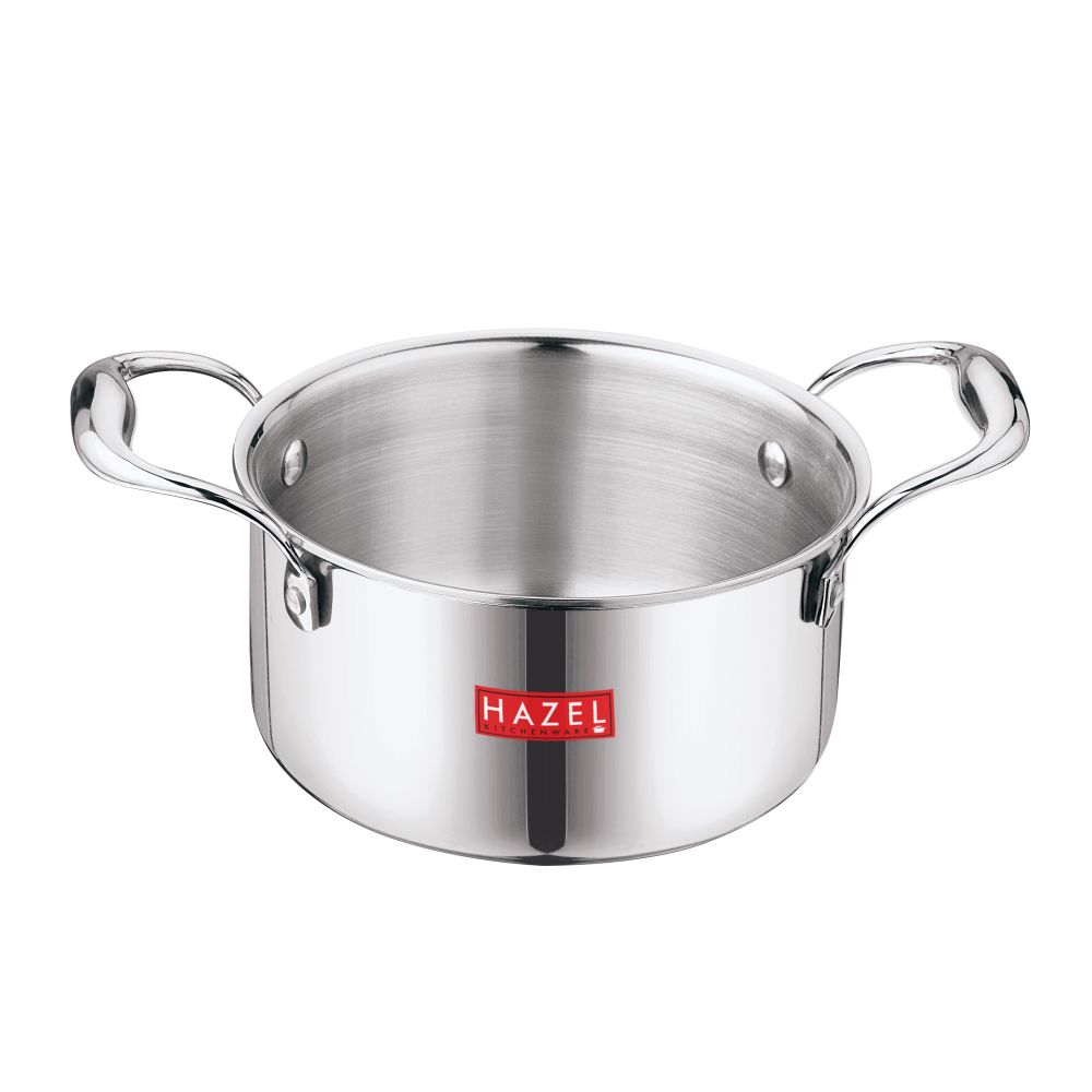 HAZEL Tri-Ply Stainless Steel Induction Bottom Tope with Handle, 4.6 Litre, 22.5 cm