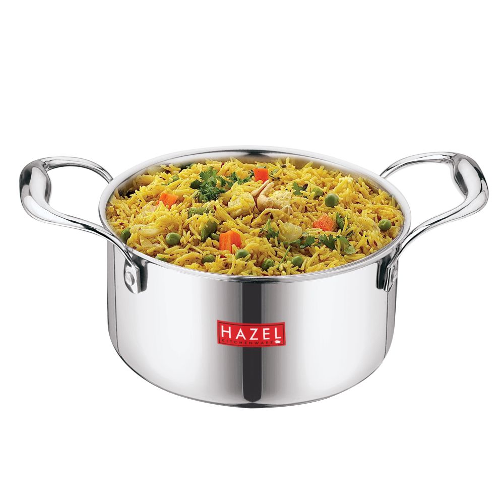 HAZEL Tri-Ply Stainless Steel Induction Bottom Tope with Handle, 2.3 Litre, 18.5 cm