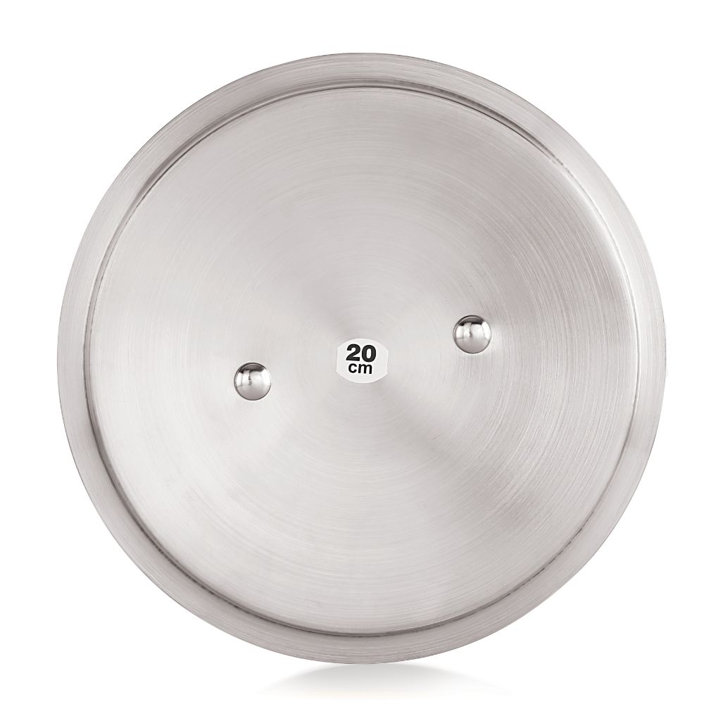 HAZEL Stainless Steel Cookware Plain Lid With Handle (Outer Diameter 20 cm, Inner Diameter 18 cm)