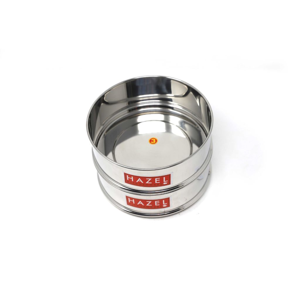 HAZEL Alfa Cooker Container | Cooker Vessel Set For 1150 Ml I Set Of 2 With Glossy Finish Stainless Steel Utensil Set | Rice Cooker Dabbas, Stackable Cooker Separators, Silver, 6 Liter