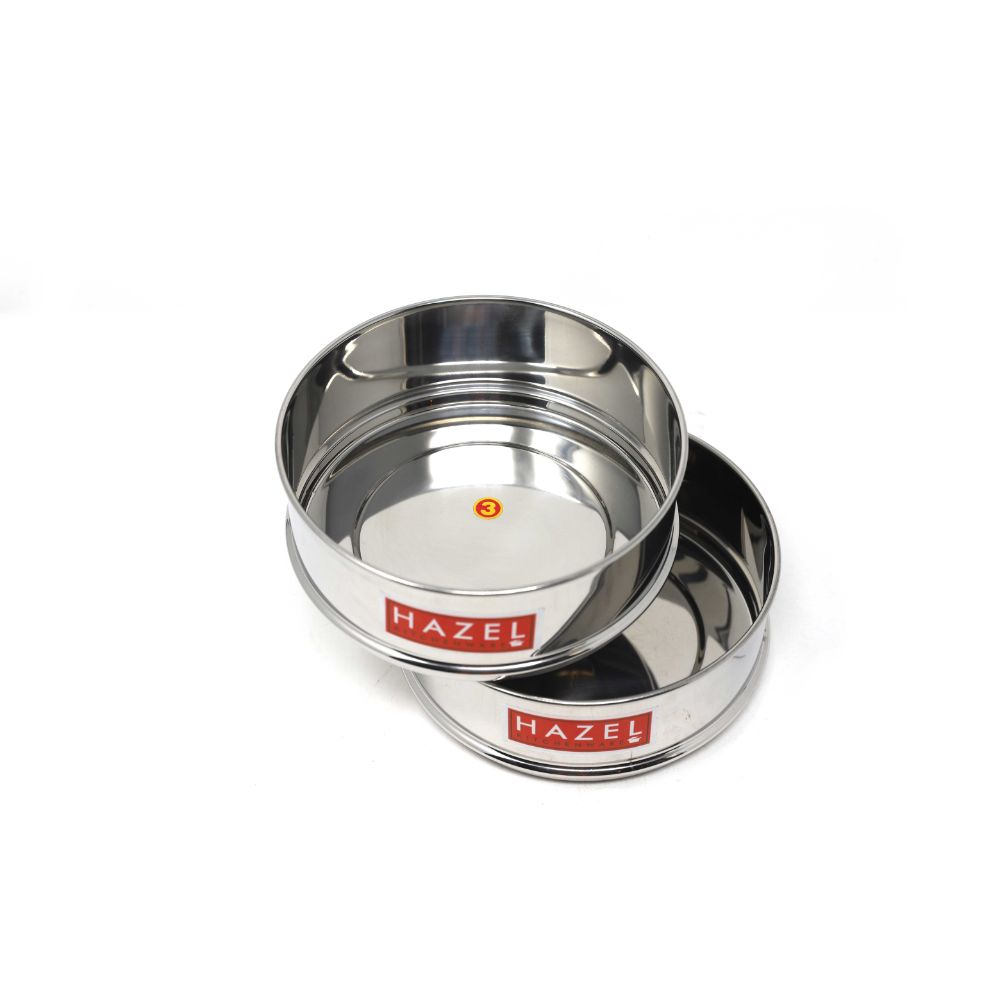 HAZEL Alfa Cooker Container | Cooker Vessel Set For 1150 Ml I Set Of 2 With Glossy Finish Stainless Steel Utensil Set | Rice Cooker Dabbas, Stackable Cooker Separators, Silver, 6 Liter
