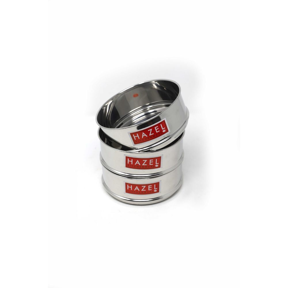 HAZEL Alfa Stainless Steel Stackable Separator Dabba For 8 Ltr Pressure Cooker - 16.5 Cm, Silver , Set Of 3, 8 Liter