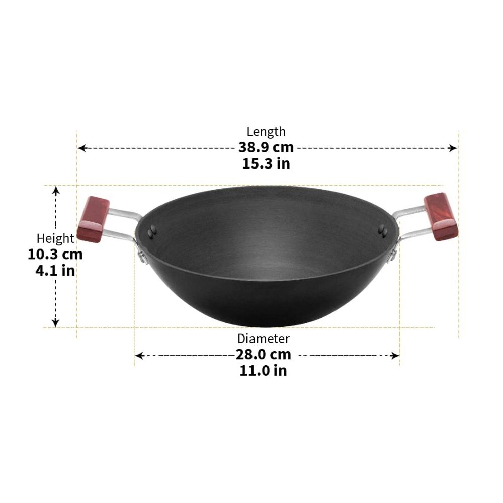 Hawkins Futura 3 Litre Deep Fry Pan, Hard Anodised Kadai, Flat Bottom Kadhai, Black (AD30)
