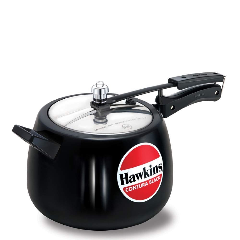 Hawkins 6.5 Litre Contura Black Pressure Cooker, Hard Anodised Inner Lid Cooker, Handi Cooker, Black (CB65)