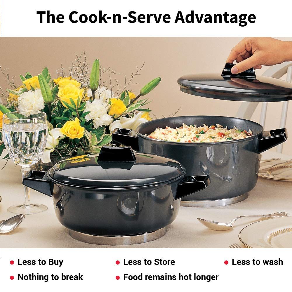 Hawkins Futura Hard Anodised Cook-n-Serve Bowl 5 L, 23 cm, 4.06 mm, Aluminium, Black