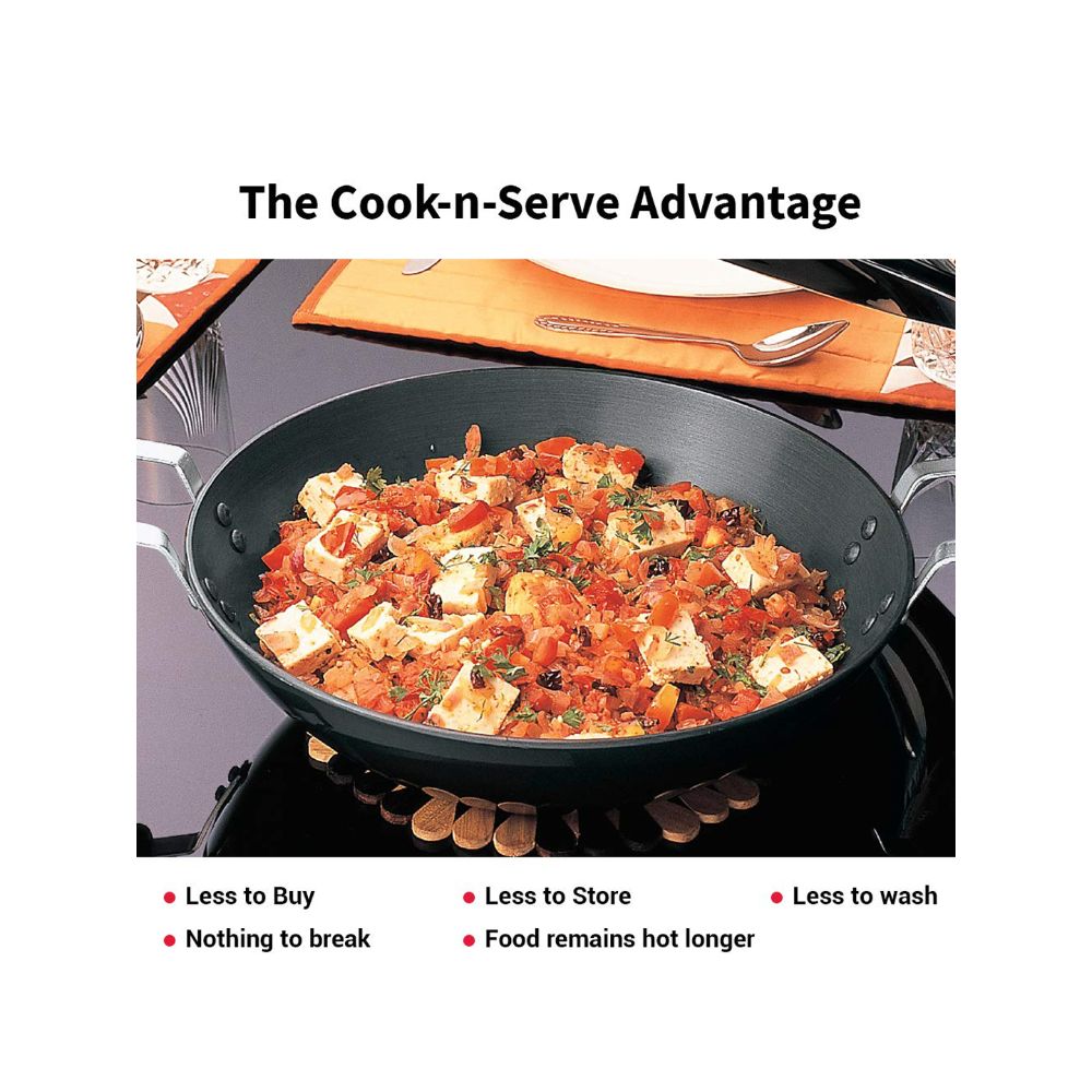 Hawkins Futura 3.75 Litre Deep Fry Pan, Hard Anodised Kadai with Stainless Steel Lid, Flat Bottom Kadhai, Black (AD375S)
