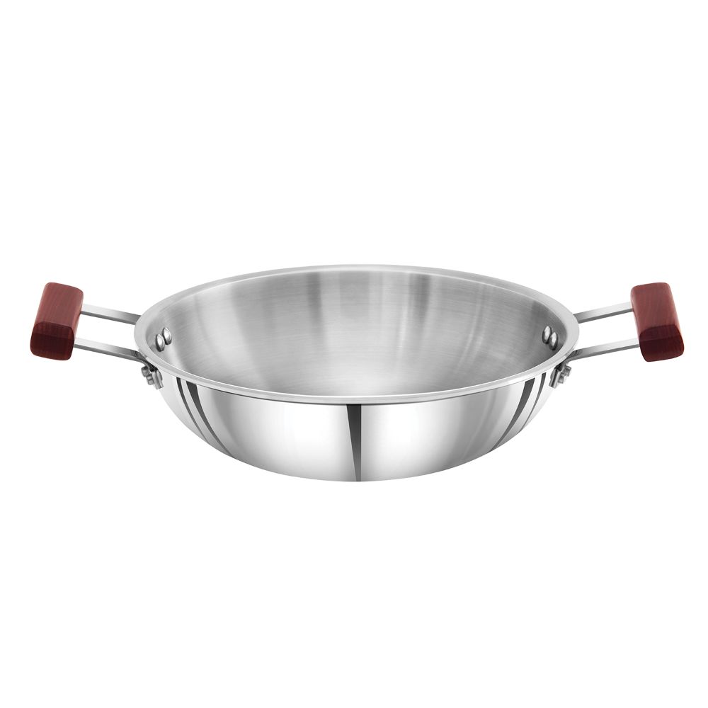 Hawkins 2.5 Litre Deep Fry Pan, Triply Stainless Steel Kadai, Flat Bottom Induction Kadhai, Silver (SSD25)