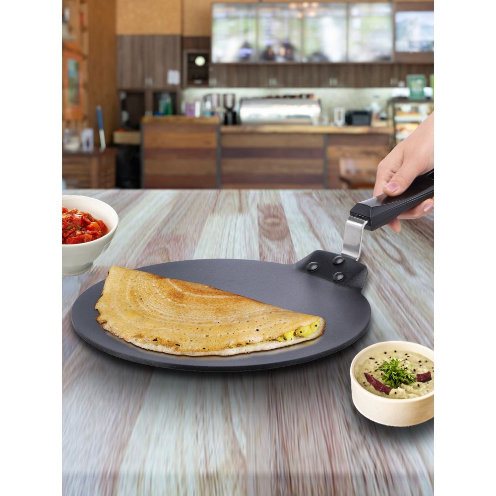Hawkins Futura 30 cm Dosa Tava, Non Stick Dosa Tawa, Flat Dosa Tawa, Black (NDT30)