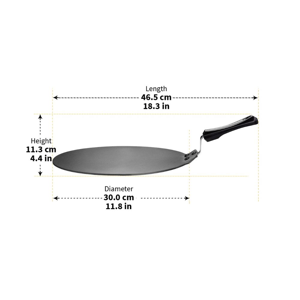 Hawkins Futura 30 cm Dosa Tava, Non Stick Dosa Tawa, Flat Dosa Tawa, Black (NDT30)