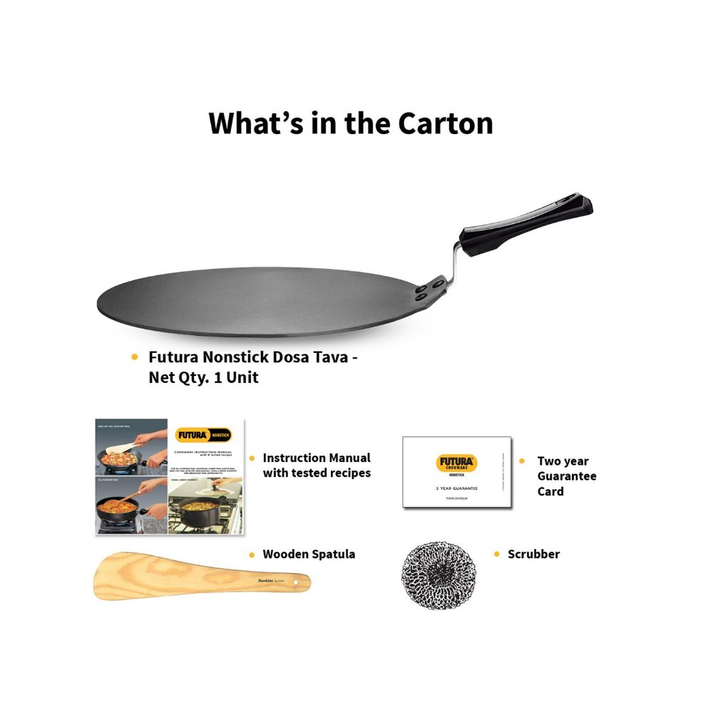 Hawkins Futura 30 cm Dosa Tava, Non Stick Dosa Tawa, Flat Dosa Tawa, Black (NDT30)
