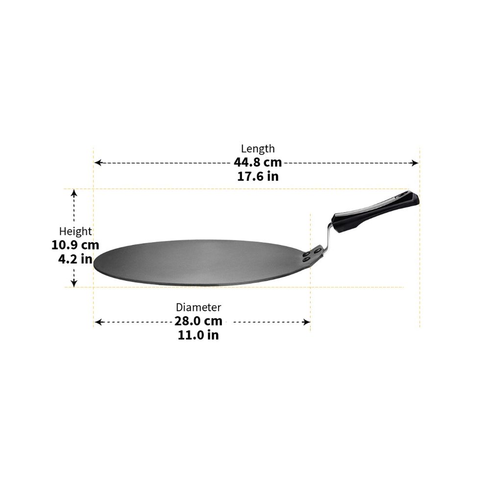 Hawkins Futura 28 cm Dosa Tava, Non Stick Dosa Tawa, Small Dosa Tawa (NDT28) (Black)