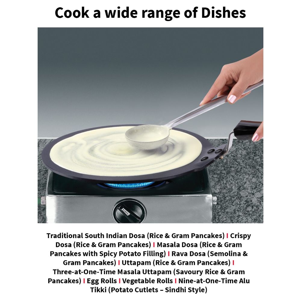 Hawkins Futura 28 cm Dosa Tava, Non Stick Dosa Tawa, Small Dosa Tawa (NDT28) (Black)