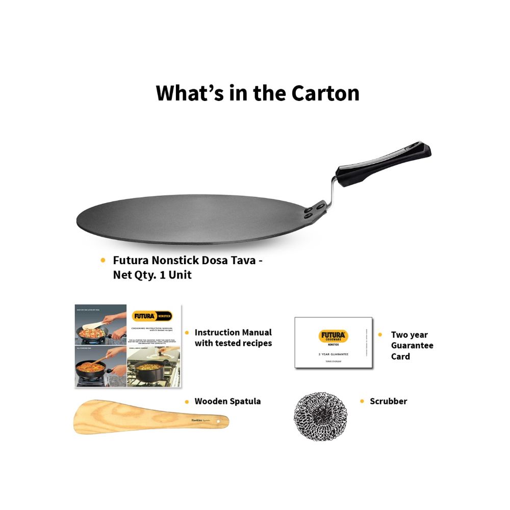 Hawkins Futura 28 cm Dosa Tava, Non Stick Dosa Tawa, Small Dosa Tawa (NDT28) (Black)