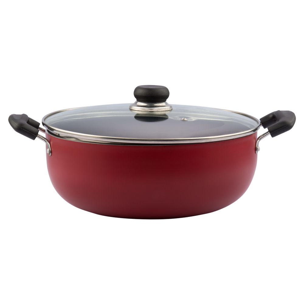 Vinod Aluminium Zest Inducto Non Stick Kadai - 24 cm, 2.8 Litre, 3.5 mm/Triple Layer, Scratch Proof, Toxin Free/Induction and Gas Base - Red (2 Year Warranty)