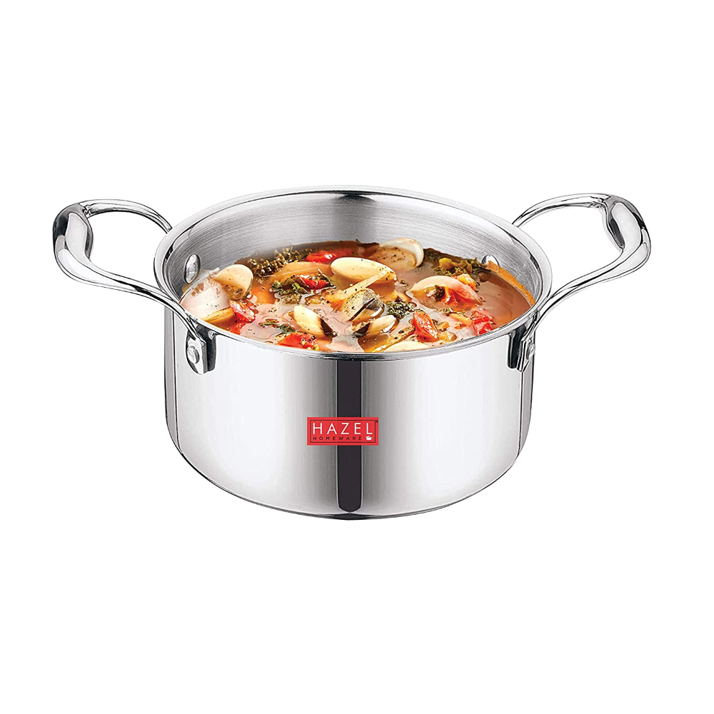 HAZEL Triply Stainless Steel Induction Bottom Tope with Handle, 3.6 Litre, 20.5 cm