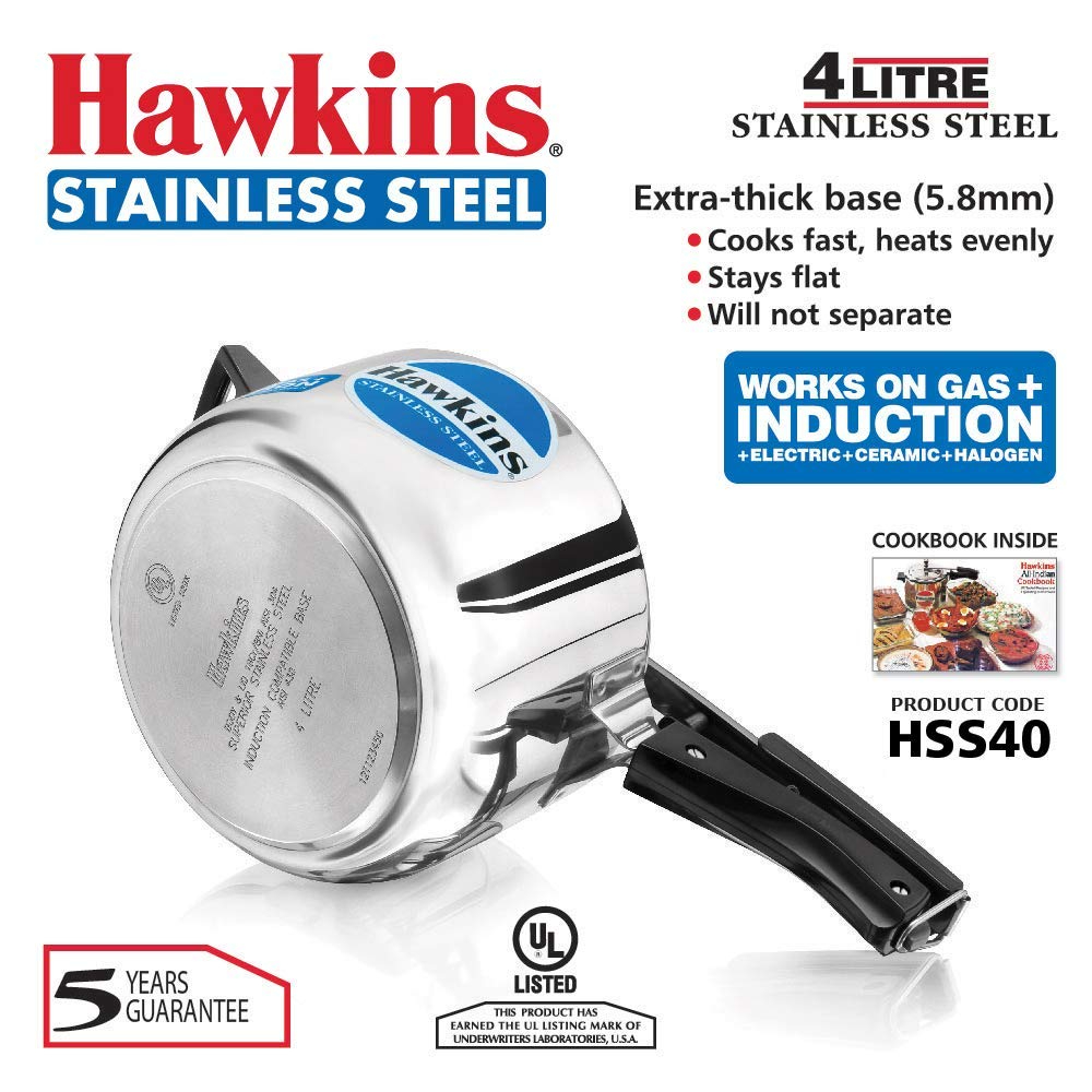 Hawkins Stainless Steel 4L Pressure Cooker (B45)