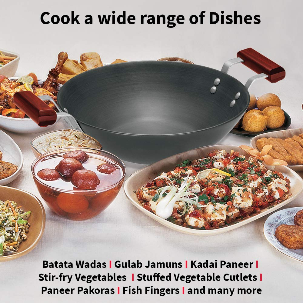 Hawkins Futura Hard Anodised 4.06 mm Deep-Fry Pan With Stainless Steel Lid 2.5 Ltr, 26 cm, Black