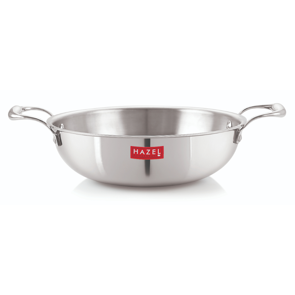 HAZEL Triply Stainless Steel Induction Bottom Kadhai, 1.2 Litre, 18.5 cm