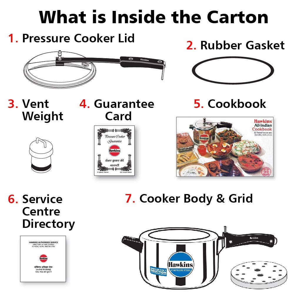 Hawkins Stainless Steel 4L Pressure Cooker (B45)
