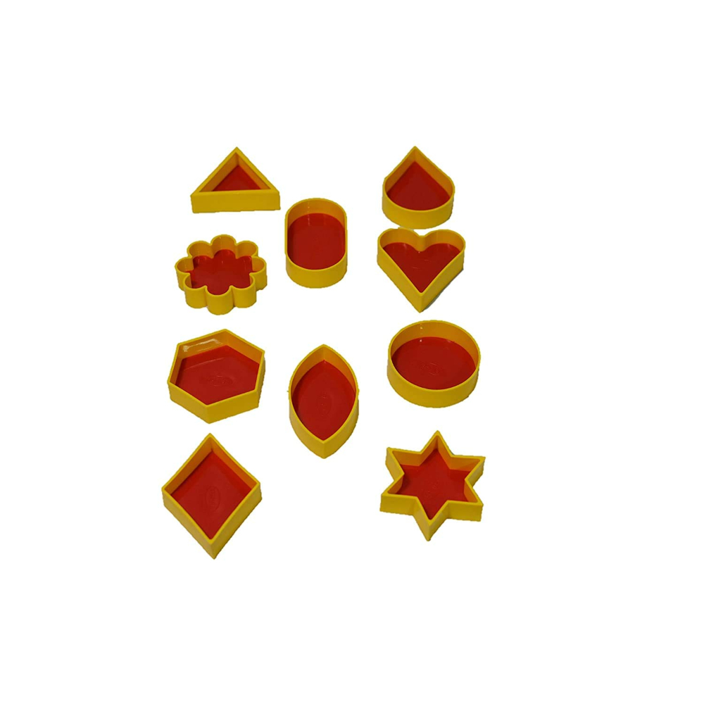 DS Star, Heart, Round, Hexagon, Triangle, Oval, Square, Drop, Flower Shape Cutlet Plastic Chocolate Moulds, Big 10pcs