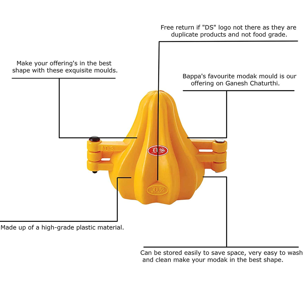 DS Ganpati Plastic Modak Sweet Mithai Chocolate Sancha Mould 4 Size Combo