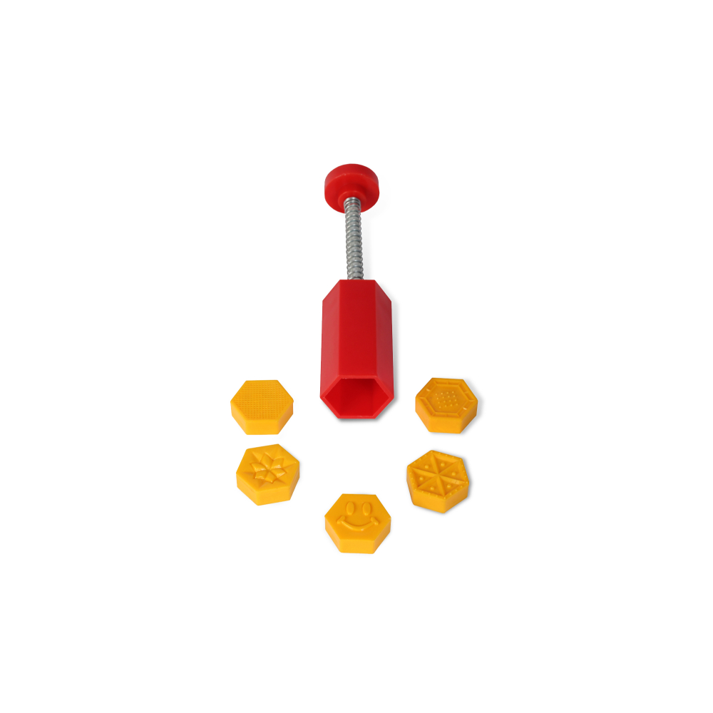 DS Hexagon Shape 5-Design Peda/Sweet Stamper, Plastic Mithai Cutter for Fast Stamping, Multicolor