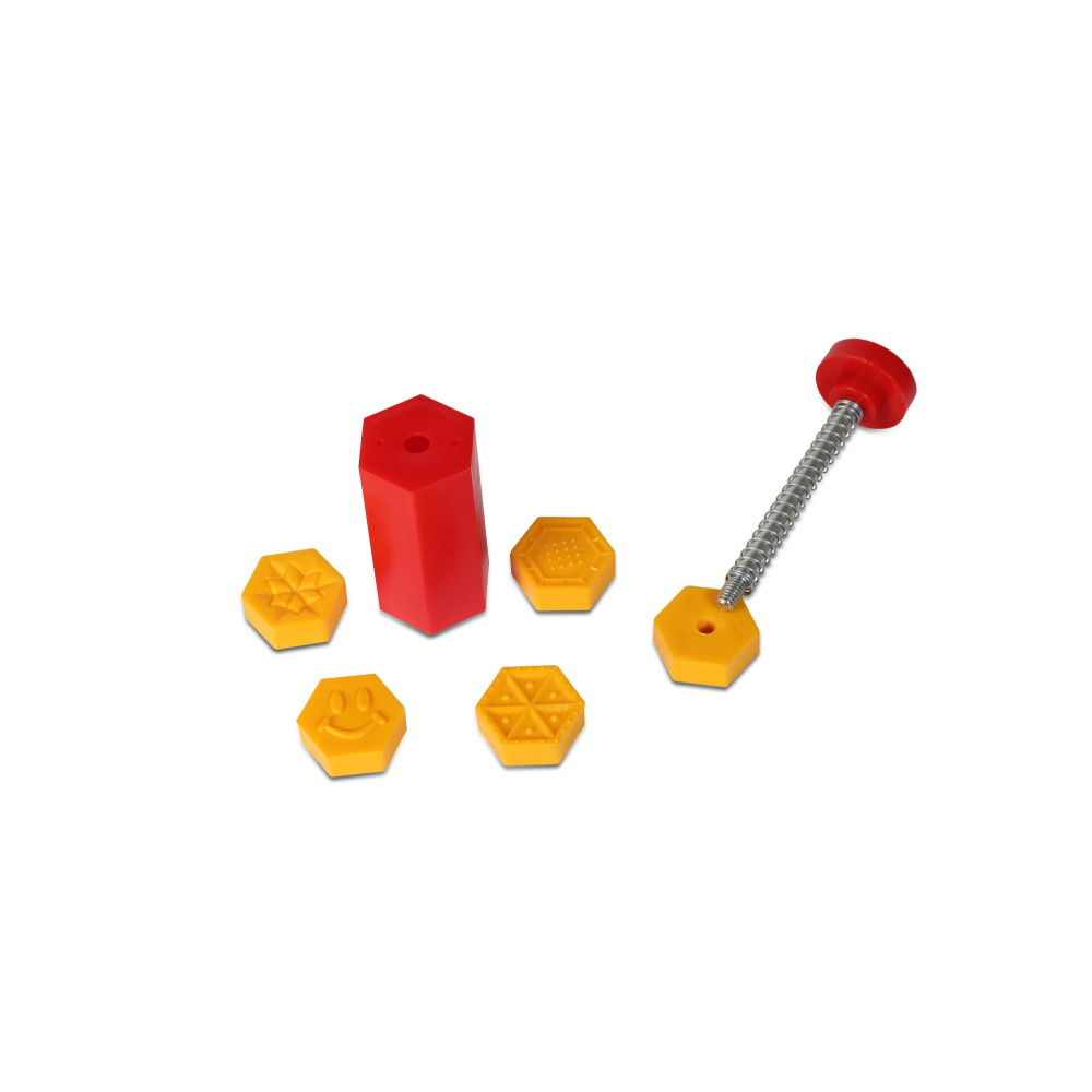 DS Hexagon Shape 5-Design Peda/Sweet Stamper, Plastic Mithai Cutter for Fast Stamping, Multicolor