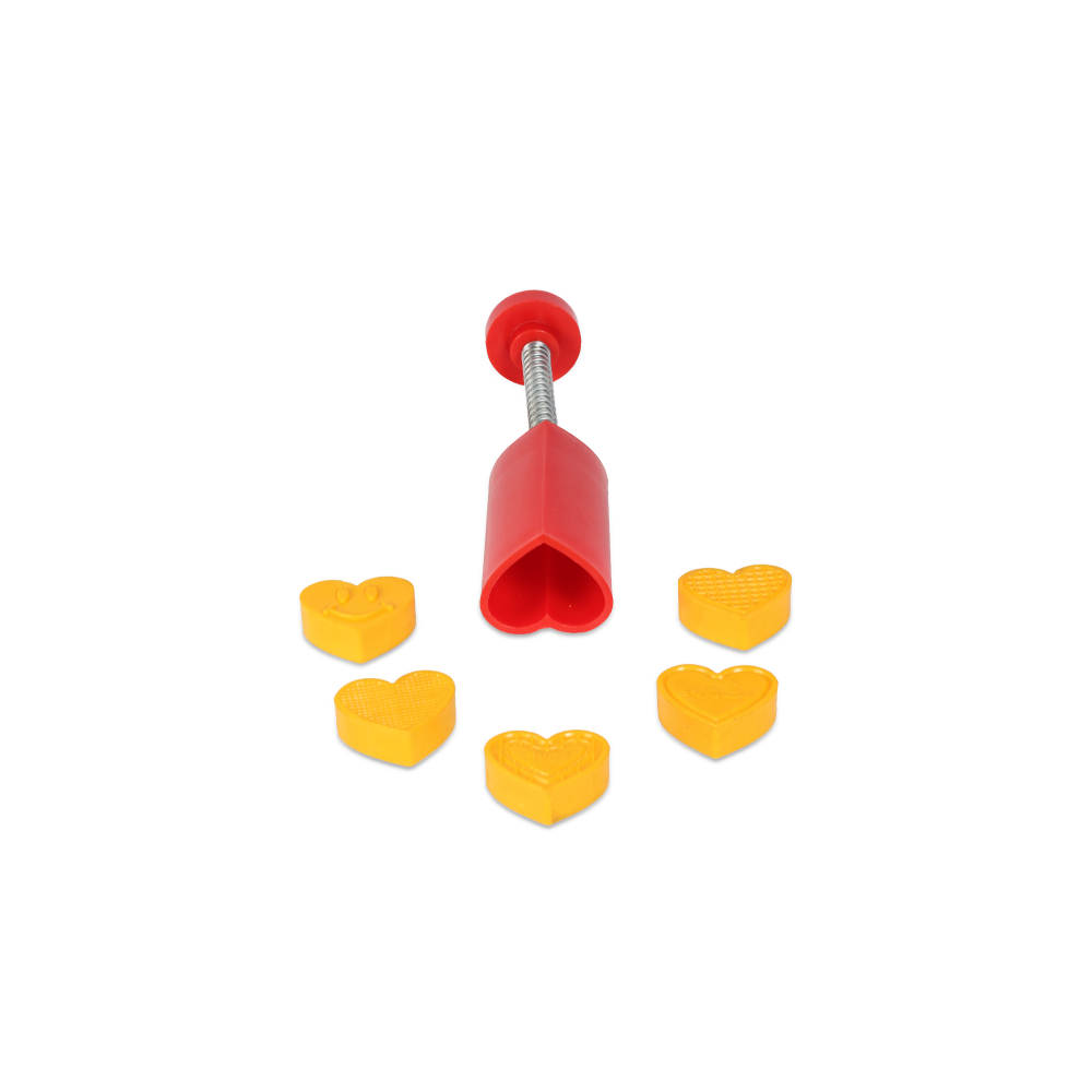 DS Heart Shape 5-Desings Peda / Sweet Fast Stamping / Mithai Cutter, Plastic