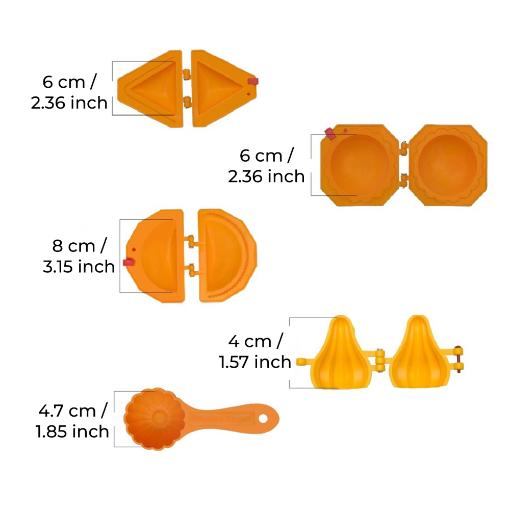 DS Kachori Samosa Modak Karanji Mould with Prasad Mud Scoop, Plastic