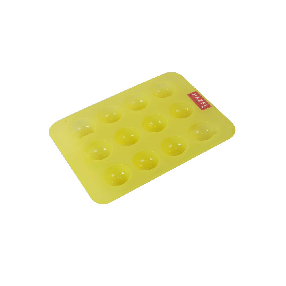 HAZEL 10 Cavity Silicon Smiley Shape Chocolate Ice Cube Mould, 1 Pc, Yellow
