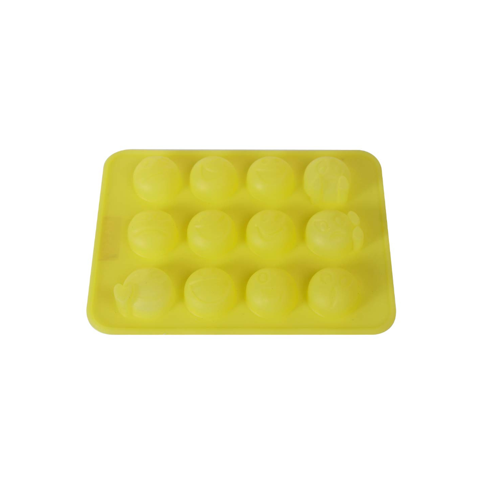 HAZEL 10 Cavity Silicon Smiley Shape Chocolate Ice Cube Mould, 1 Pc, Yellow