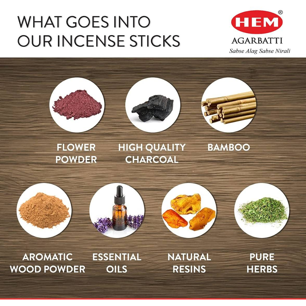 HEM - Precious Combo Incense Sticks Agarbatti - Fragrances: Chandan, Lavender, Lotus, Musk, Frankincense & Jasmine - Pack of 6-180g