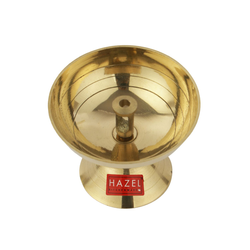 HAZEL Payali Brass Diya Oil Lamp, Large, Golden